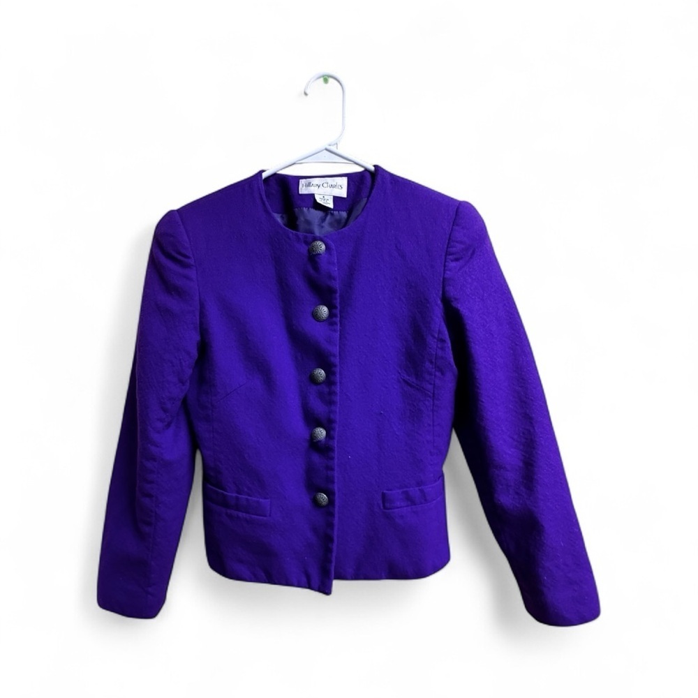 Hillary Charles 100% Wool Blazer Women’s Size 6 Purple Vintage